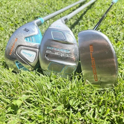 3 Clubs-Ladies Cobra Sapphire Fairway 5W Baffler T-Rail+ 34° Hybrid Putter RH - Image 1 of 4