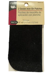 Parches Dritz 55240-1D, planchado, denim, negro, 5 x 5 pulgadas (2 unidades) - Imagen 1 de 4