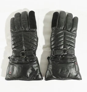 Small Black Leather Gauntlet Motorcycle Riding Gloves 3M Thinsulate Cold Weather - Picture 1 of 6