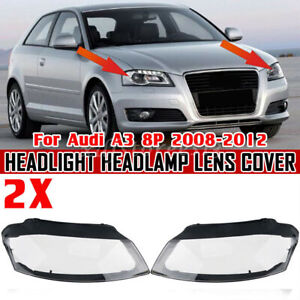 Front Clear Headlight Lens Cover For Audi A3 8P S-line S3 RS3 Facelift 2008-2012