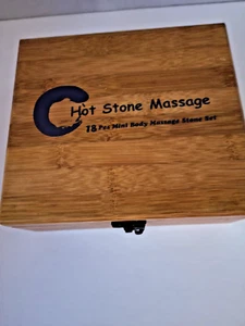 Masaje con Piedras Calientes, Mini Masaje Corporal 18 Piezas Nuevo en Caja Abierta de Bambú, Basalto - Imagen 1 de 13