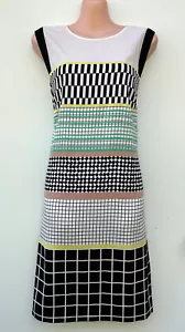 COUNTRY ROAD Geometric Pattern Shift Dress Sheer Neckline sz 12 - Picture 1 of 13