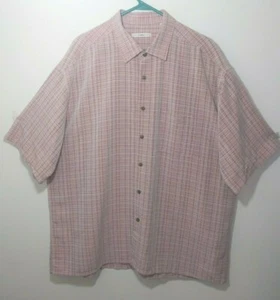 Campia Moda Men's Striped Light Red Comfortable Shirt Short Sleeve Size XXL 2XL - Picture 1 of 3