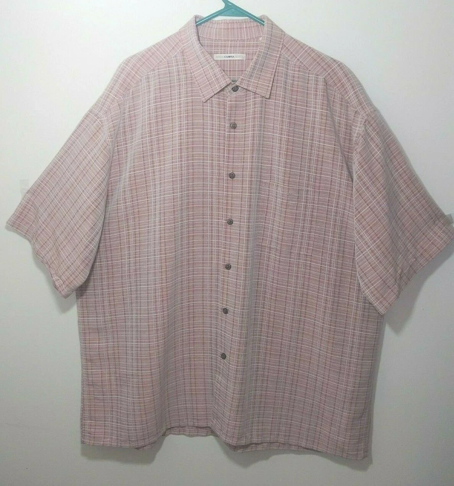 Campia Moda Men's Striped Light Red Comfortable Shirt Short Sleeve Size XXL 2XL - Image 1 of 3