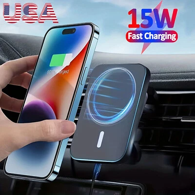 15W Wireless Magnetic Charger Car Holder Mount for iPhone 13/14/15/16/17 Pro Max - Image 1 of 4