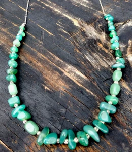 Green Aventurine Bead Navajo Sweater Necklace - 34” - Picture 1 of 2