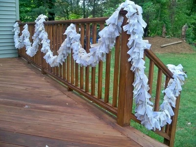 Wedding shabby Burlap Lace Ivory Garland 20ft.- Decoration Rastic fabric chic - Image 1 of 4