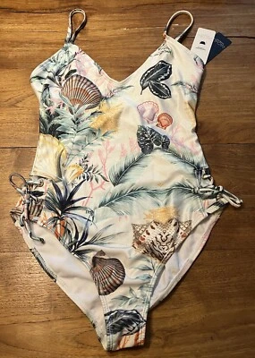 Rachel Roy Swimsuit Bathing Suit  New NWT One Piece Swim S Shells Coral Palms - Image 1 of 4