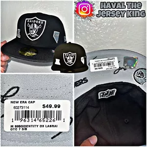 Men's Las Vegas Raiders New Era Black Identity 59FIFTY Fitted Hat - Picture 1 of 1