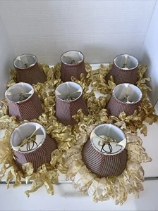 "8 tonos de candelabro a cuadros rojos con clip de colección 4"" franja de cinta dorada del país francés" - Imagen 1 de 7