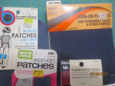 4 Pack  Bondex Penn Dritz  Iron On Repair Patches Large & Small Denim & Colors - Image 1 of 3