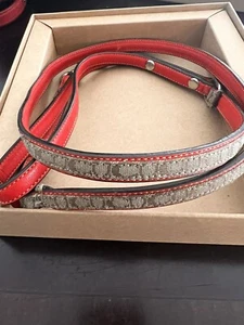 Coach RED Small Pet Leash In Cross Grain Leather Monogram VINTAGE REPAIRED DESC - Picture 1 of 18