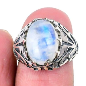 Rainbow Moonstone Stone 925 Sterling Silver Wedding Cluster Ring Jewelry Size 6 - Picture 1 of 8