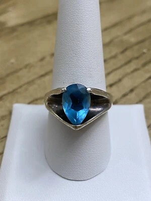 Designer Signed Kabana Blue Topaz Gemstone Sterling Silver Ring Size 9.25 - Image 1 of 3