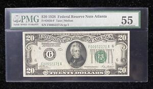 1928 $20 Atlanta Federal Reserve PMG 55 Redeemable In Gold Note