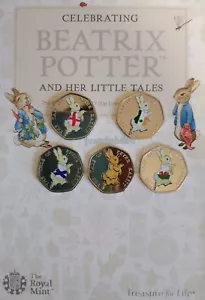Peter Rabbit 50p moneta 4 nazioni Inghilterra Irlanda Scozia Galles Beatrix Potter - Foto 1 di 12