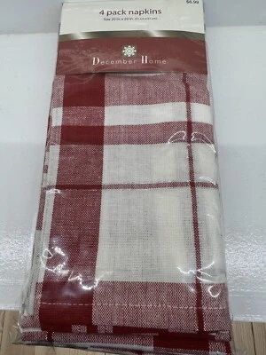 December Home Christmas Plaid Set of 4 cloth Napkins New Unopened - Image 1 of 2