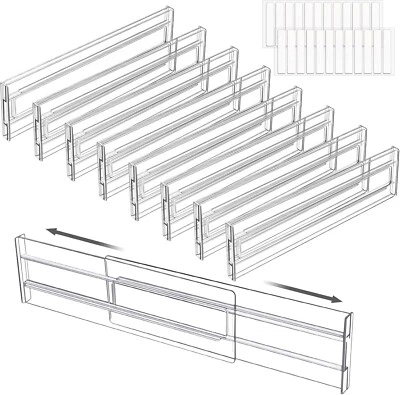FAMKEEP Kunststoff Schubladentrenner Verstellbar,8 Stück Transparente Schubladen - Bild 1 von 4