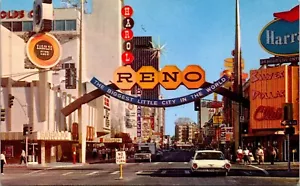 Postal fantástica puerta de entrada al área de casino de Reno en Virginia Street Nevada - Imagen 1 de 2