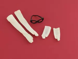 Occhiali vintage Barbie occhi di gatto neri con 2 paia di guanti bianchi corti e lunghi lo - Foto 1 di 7