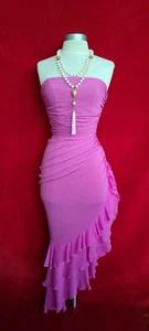 Vintage Ungaro Pink Ruched Asymmetric Stretch Jersey Dress Size S. Retail 3K - Picture 1 of 10