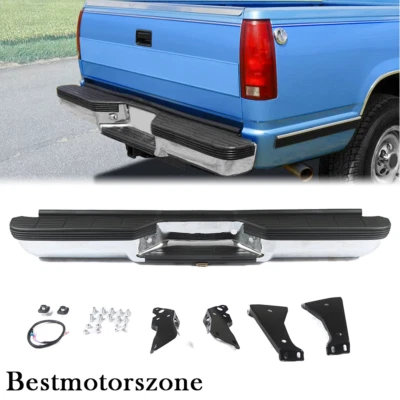 Rear Bumper For 1988-2000 Chevrolet C1500 C2500 K1500 K2500 Fleetside NEW Chrome Foto 1 de 4