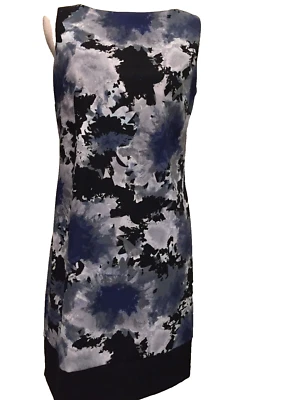 Vestido recto sin mangas AB Studio, talla 8, acuarela, cremallera, hasta la rodilla, Foto 1 de 4