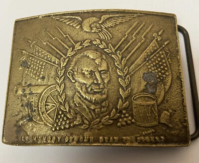 Hebilla de cinturón patriótica vintage Abraham Lincoln en memoria de nuestro querido presidente Foto 1 de 3