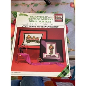 Donatello & Teenage Muntant Ninja Turtles 1990 Cross Stitch Pamphlet Amazing - Picture 1 of 3
