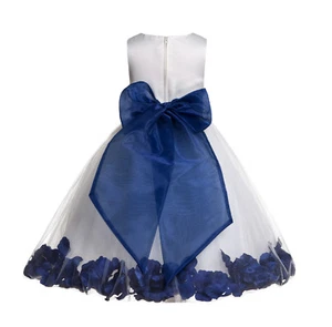 Wedding Pageant Floral Rose Petals Ivory Flower Girl Dress Tulle Princess Kids - Picture 1 of 31