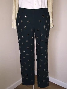 JCREW COLLECTION CAFÉ CAPRI EMBELLISHED WOOL CREPE 4 JADE GREEN $895 NEW RARE!!! - Picture 1 of 12