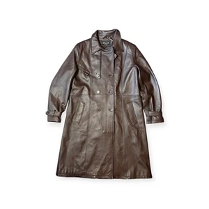 Milan brauner Leder Trenchcoat Gr. UK 18 zweireihig Kragen - Bild 1 von 9