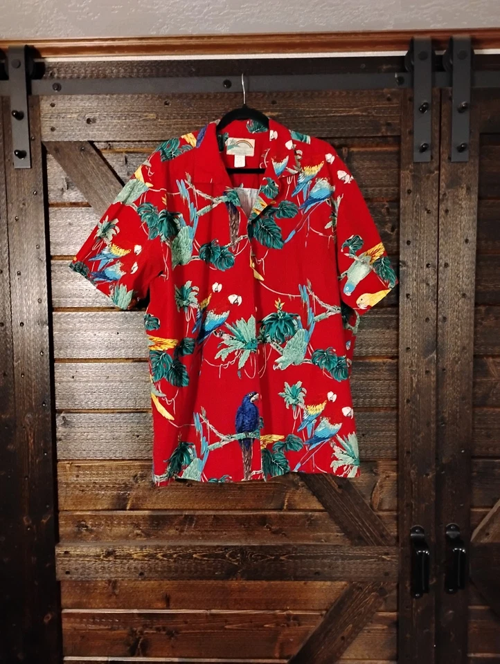 Camisa hawaiana vintage de algodón para hombre Magnum PI 2XL Paradise Found Red Parrots años 80 Foto 1 de 4