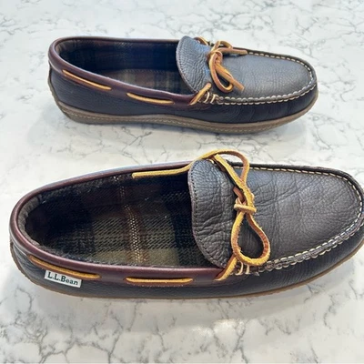 L.L. Zapatillas forradas de franela marrón cosidas a mano Bean para hombre talla 8 Foto 1 de 4