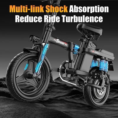 Electric Bike Adults 14" Foldable 1200W Removable Battery 30MPH 45 Miles - Image 1 of 4