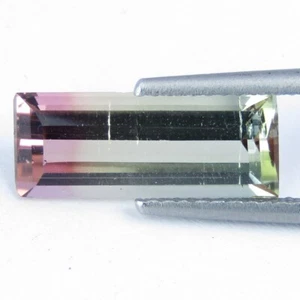 3.63Cts Amazing Natural Bi-Color Tourmaline Emerald Cut Loose Gemstone - Picture 1 of 6