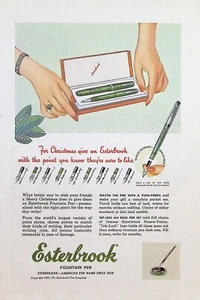VINTAGE 1950s Print Ad ~ Esterbrook Fountain Pens ~America's Pen Name Since 1858 - Picture 1 of 1