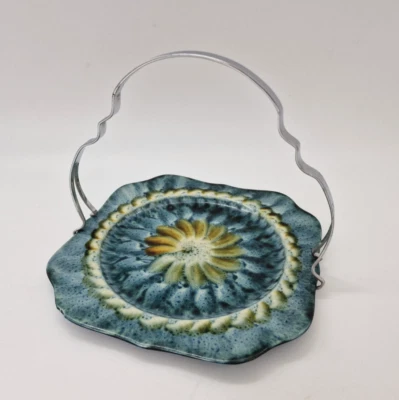 Portmadoc Pottery Wales Square Sandwich Plate with Handle - Image 1 of 4