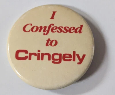 I Confessed to CRINGELY Vintage Pinback Button PIN Badge 1997 Computer Software - Image 1 of 3