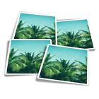 4x Square Stickers 10 cm - Palm Tree Blue Sky Summer  #2866