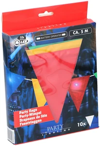 Party Wimpel Lichterkette 5 Meter mit 10 LED bunte Flaggen Partylicht - Bild 1 von 3
