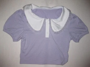 Romwe kawaii peter pan collar puff sleeve crop top S pastel purple nwt - Picture 1 of 4
