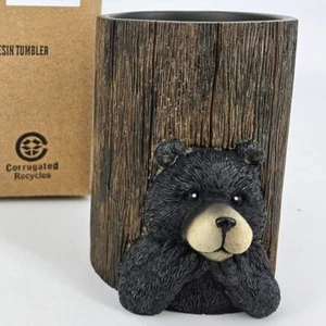Bicchiere da bagno orso nero portabicchieri rustico loggia cucina NUOVO 4" - Foto 1 di 14