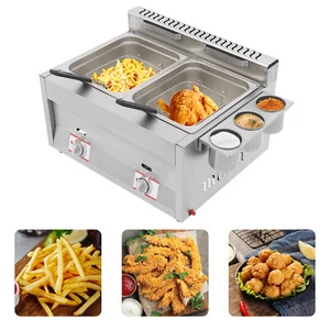 Countertop Gas Deep Fryer Propane Gas Stainless Steel Outdoor Use Round 2 Burner - Picture 1 of 24
