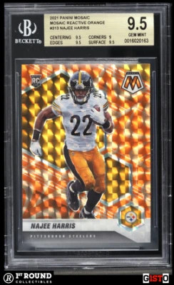 Najee Harris RC BGS 9.5: 2021 Panini Mosaic Reactive Orange Rookie Gisto POP 4 - Image 1 of 3