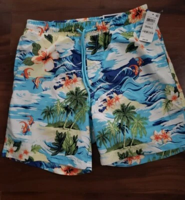 NOVO Shorts Masculino Club Room Pequeno Floral Plissado Frontal Cordão Bolsos Pullon  - Imagem 1 de 4