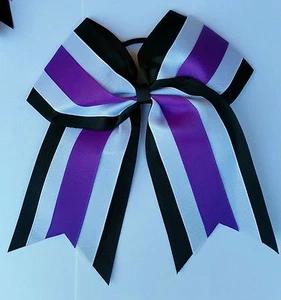 8" schwarz, weiß, lila, großer Cheer Bow, Softball, Cheerleading, Fußball, Sport - Bild 1 von 2
