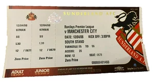 SUNDERLAND V MANCHESTER CITY - PREMIER LEAGUE - BOLETO PARTIDO - 4/12/2008 - Imagen 1 de 1