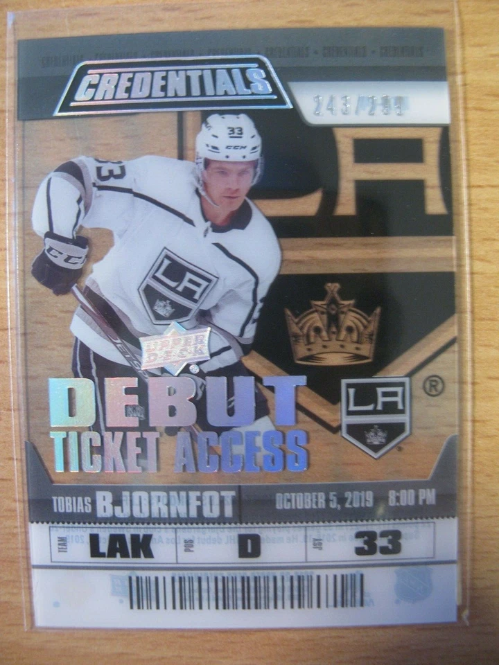 2019-20 Upper Deck Credentials RC /299 Tobias Bjornfot Los Angeles Kings #14 - Image 1 of 2
