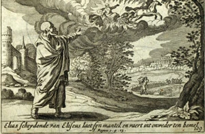 1700 Gravure estampe de la Bible ancien testament LE PROPHETE ELIE ET DIEUX - Imagen 1 de 2
